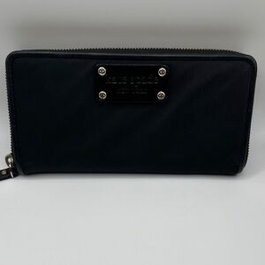 Kate Spade New York Black Logo Novelty Coin Print Lining Zip Around